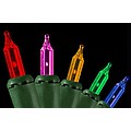 Set of 50 Multi-Color Everglow Mini Christmas Lights - Green Wire