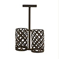 16" Trendy Antique Finish Wrought Iron Wine Bottle Holder