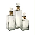 Set of 3 Traditional Clear Etched Glass Decanter Bottles 12"
