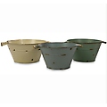 Set of 3 Beverage and Ice Rustic Round Tub Buckets with Handles 18"