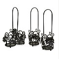 Set of 3 Black Wrought Iron Double and Single Wine Bottle Holders 16"