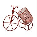 16.5" Red Wrought Iron Tricycle with Basket Wine Bottle Holder
