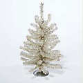16" Sparkling Champagne and Silver Retro Tinsel Table Top Christmas Tree - Unlit