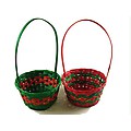 Club Pack Of 96 Round Red and Green Christmas Wicker Baskets 12"