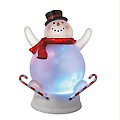8" Frosted Ice Skate Snowman Color-Change Night Light with Rotating Snowflakes