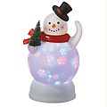 12" Frosted Snowman with Tree Color-Change Night Light with Rotating Snowflakes