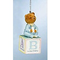 Baby Boys Block With Bear Christmas Ornament