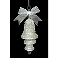Platinum Glitter 3D Bells and Bow Christmas Ornament #55132BW
