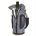Pack of 2 Sleek Insulated Single Wine Pouch Bottle Holder Carriers Blue Diamond