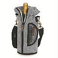 Pack of 2 Sleek Insulated Single Wine Pouch Bottle Holder Carriers - Houndstooth