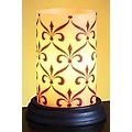 7" Medieval Cylinder Candle Lamp with Fleur de Lis Designs - Pomegranate Scented