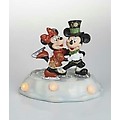 Lighted Cloisonne Mickey &amp; Minnie Skating Christmas Figure
