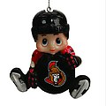 Pack of 2 NHL Ottawa Senators Little Guy Hockey Player Christmas Ornaments