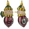 Pack of 4 Green Bay Packers 5" Light-Up Snowman Christmas Ornaments