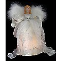 14" Lighted Fiber Optic Animated Silver Angel Christmas Table Top Decoration