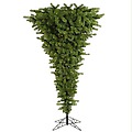 7.5' Pre-Lit Green Upside Down Artificial Christmas Tree - Clear Dura Lights