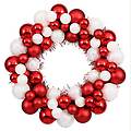 12" Sparkling Red &amp; White Candy Cane Shatterproof Christmas Ball Ornament Wreath