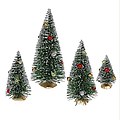 Set of 4 Whimsical Decorated Artificial Mini Village Christmas Trees - Unlit
