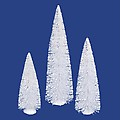 Set of 3 White Snow Flocked Artificial Mini Village Christmas Trees - Unlit