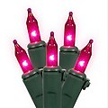 Set of 100 Pink Mini Christmas Lights - Green Wire