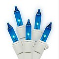Set of 35 Blue Mini Christmas Lights - White Wire