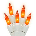 Set of 100 Opaque Orange Mini Christmas Lights - White Wire