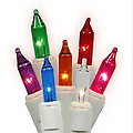 Set of 100 Multi Mini Twinkle Christmas Lights - White Wire