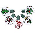 Set of 10 Battery Operated Painted Christmas Traditions LED G50 Lights - Green Wire
