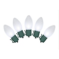 Set of 10 Battery Operated Sugared White LED C7 Christmas Lights - Green Wire