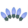 Set of 10 Battery Operated Sugared Blue LED C7 Christmas Lights - Green Wire
