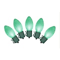 Set of 10 Battery Operated Sugared Green LED C7 Christmas Lights - Green Wire