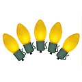 Set of 10 Battery Operated Sugared Yellow LED C7 Christmas Lights - Green Wire