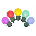 Set of 10 Battery Operated Sugared Multi LED G30 Christmas Lights - Green Wire