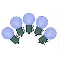 Set of 10 Battery Operated Sugared Blue LED G30 Christmas Lights - Green Wire