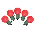 Set of 10 Battery Operated Sugared Red LED G30 Christmas Lights - Green Wire
