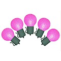 Set of 10 Battery Operated Sugared Pink LED G30 Christmas Lights - Green Wire