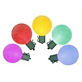 Set of 10 Battery Operated Sugared Multi LED G50 Christmas Lights - Green Wire