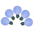 Set of 10 Battery Operated Sugared Blue LED G50 Christmas Lights - Green Wire