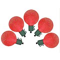 Set of 10 Battery Operated Sugared Red LED G50 Christmas Lights - Green Wire