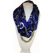 Marc Gold Infinity Scarf- Blue With Chain