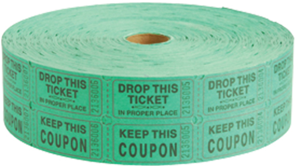 Wholesale Double Roll Carnival Tickets Green(14000xalt=