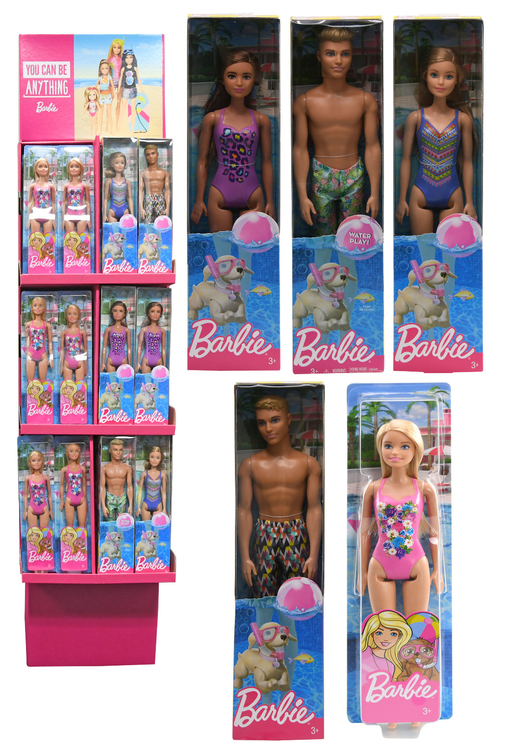 Barbie Beach Fashion Dolls Floor Stand 48 Pieces Assorted 9796