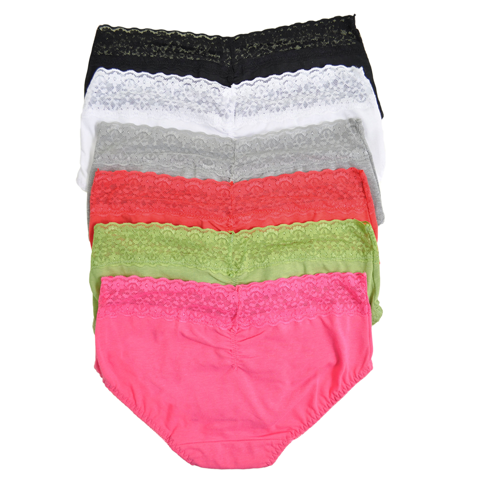 Wholesale Angelina Cotton Hiphugger Panties with Lace Waist