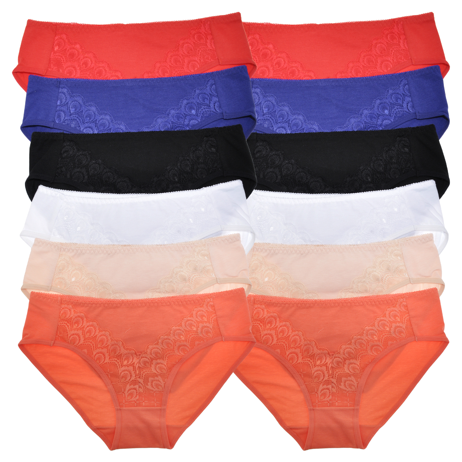 Wholesale Angelina Cotton Hiphugger Panties with VShaped Lace Front