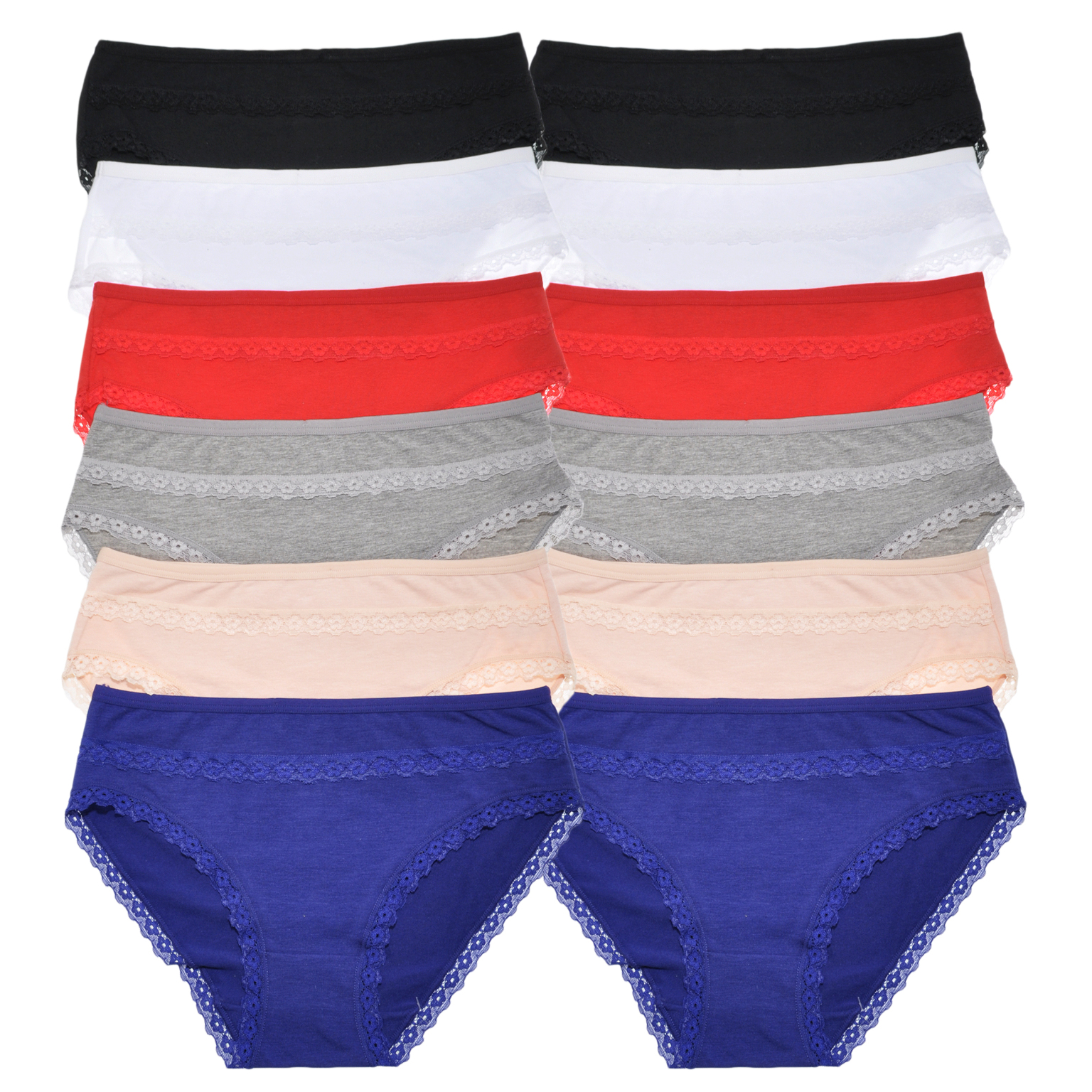 Wholesale Angelina Cotton Bikini Panties with Flower Lace Trim