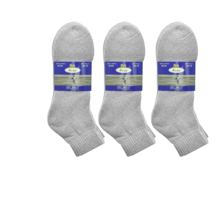 Wholesale Gray Cotton Blend Ankle Socks - Size L / XL(240xalt=