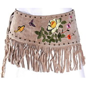 Womens Vintage Gold Stud Leather Belt Hip Scarf