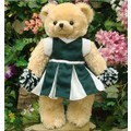 12" Cheerleader Bear, Green w/White Dress