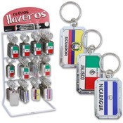 Latino Flag Key Ring on Rack