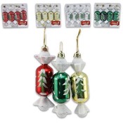Candy Drop Ornament Glittered Assorted 4 Pieces